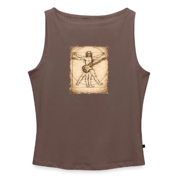 Conception du guitariste rockeur Vitruvian - Débardeur femme à encolure bateau bio - gris chiné - Devant - Selfina (174cm)