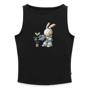 Roboter Hase gießt Pflanze - Frauen Organic Tank Top mit U-Boot-Ausschnitt - Grau meliert - Vorne - Selfina (174cm)