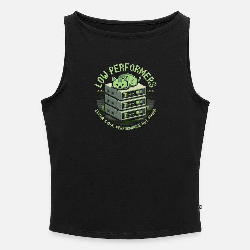 Low Performers Katze Server Pixel Art - Frauen Organic Tank Top mit U-Boot-Ausschnitt - Schwarz