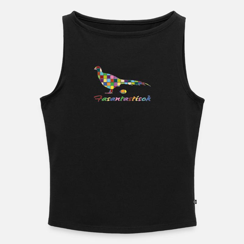 Fantastic pheasant design pheasantastic - Women’s Organic Boat Neck Tank Top - black