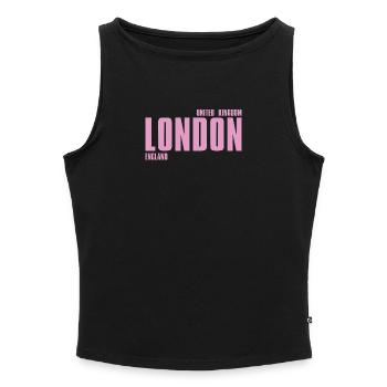 London Pink Bold Typography - Women’s Organic Boat Neck Tank Top - heather grey - Front - Selfina (174cm)