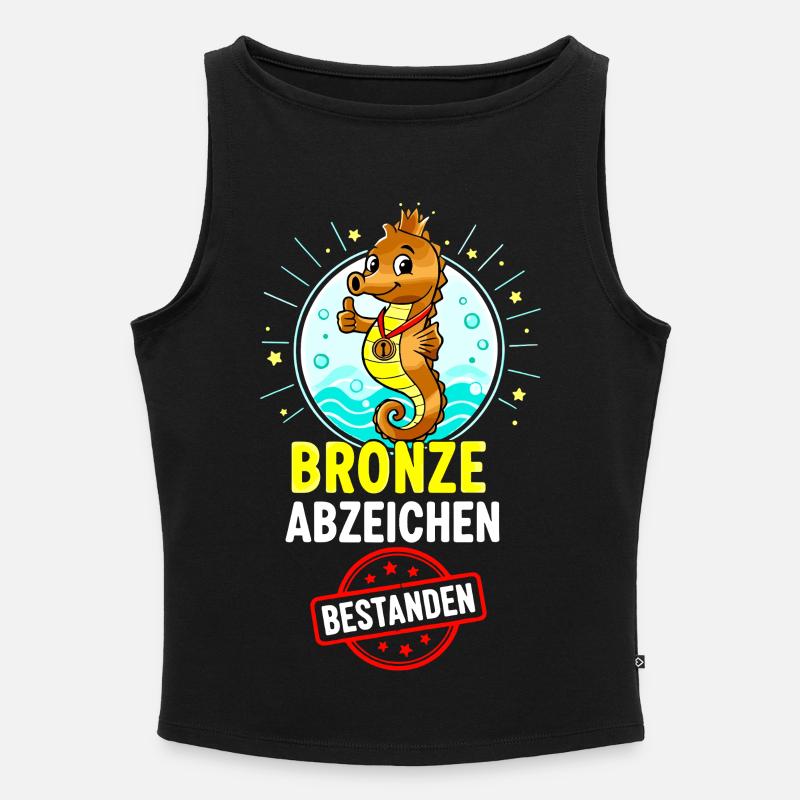 Bronze Seepferdchen Abzeichen  - Frauen Organic Tank Top mit U-Boot-Ausschnitt - Schwarz