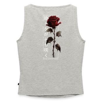 Blossom Despite The Shadow Rose Japanese Script - Women’s Organic Boat Neck Tank Top - heather grey - Back - Selfina (174cm)