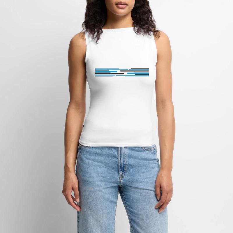 Many lines pattern Women’s Organic Boat Neck Tank Top