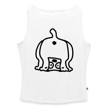 Chien de derrière - Line - Débardeur femme à encolure bateau bio - blanc - Devant - Selfina (174cm)