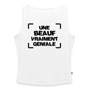 Beauf / Humour / Drôle / Marrant / Beau Frère - Débardeur femme à encolure bateau bio - blanc - Devant - Selfina (174cm)