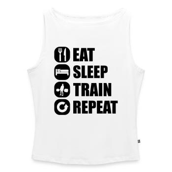 eat_sleep_train_repeat_9_1f - Frauen Organic Tank Top mit U-Boot-Ausschnitt - Weiß - Vorne - Selfina (174cm)