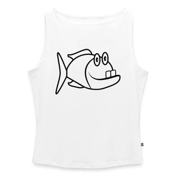 funny fish - Women’s Organic Boat Neck Tank Top - white - Front - Selfina (174cm)