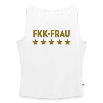 FKK-ler - FKK-lerin - FKK - Naturist - Naturismus - Frauen Organic Tank Top mit U-Boot-Ausschnitt - Weiß - Vorne - Selfina (174cm)