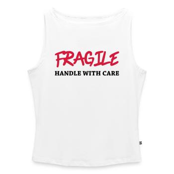 Fragile - Handle with care - Frauen Organic Tank Top mit U-Boot-Ausschnitt - Weiß - Vorne - Selfina (174cm)