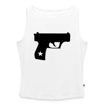 Pistol - Women’s Organic Boat Neck Tank Top - white - Front - Selfina (174cm)