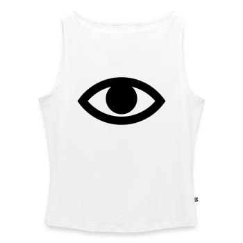 Oeil (vectoriel) - Débardeur femme à encolure bateau bio - blanc - Devant - Selfina (174cm)