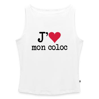 j'aime mon coloc - Débardeur femme à encolure bateau bio - blanc - Devant - Selfina (174cm)