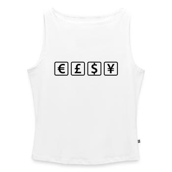 money__f1 - Women’s Organic Boat Neck Tank Top - white - Front - Selfina (174cm)