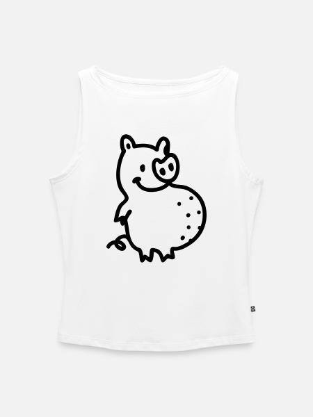 Dicke Sau - Line - Frauen Organic Tank Top mit U-Boot-Ausschnitt - Weiß