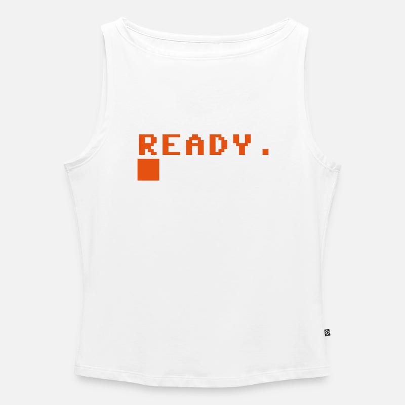C64 Ready Nerd Computer Retro Gift Idea - Women’s Organic Boat Neck Tank Top - white