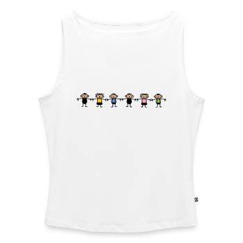 Kindergarten children holding children's hands - Women’s Organic Boat Neck Tank Top - white - Front - Selfina (174cm)
