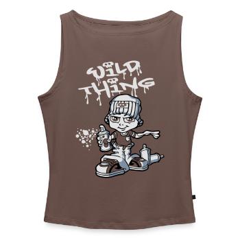 Junge Graffiti-flex - Frauen Organic Tank Top mit U-Boot-Ausschnitt - Grau meliert - Vorne - Selfina (174cm)