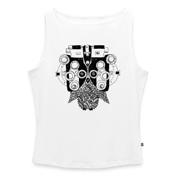 Phoropter owl - Débardeur femme à encolure bateau bio - blanc - Devant - Selfina (174cm)