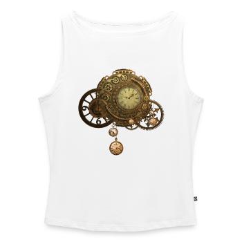 Merveilleux design steampunk - Débardeur femme à encolure bateau bio - blanc - Devant - Selfina (174cm)