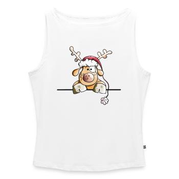 Rufus das Rentier - Frauen Organic Tank Top mit U-Boot-Ausschnitt - Weiß - Vorne - Selfina (174cm)
