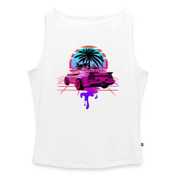 Retro Wave Sports Car 80s Vaporwave - Women’s Organic Boat Neck Tank Top - white - Front - Selfina (174cm)