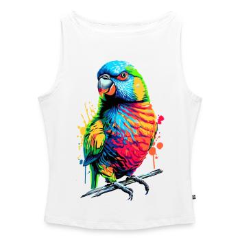 Allfarblori Papagei Lori - Regenbogenlori Papagei - Frauen Organic Tank Top mit U-Boot-Ausschnitt - Weiß - Vorne - Selfina (174cm)