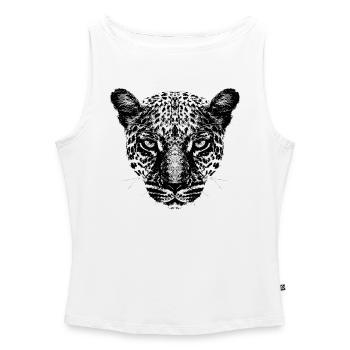 Leopard / Kopf / Schwarz - Frauen Organic Tank Top mit U-Boot-Ausschnitt - Weiß - Vorne - Selfina (174cm)