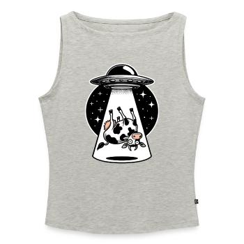 UFO entführt lustige Kuh Cartoon - Frauen Organic Tank Top mit U-Boot-Ausschnitt - Grau meliert - Vorne - Selfina (174cm)