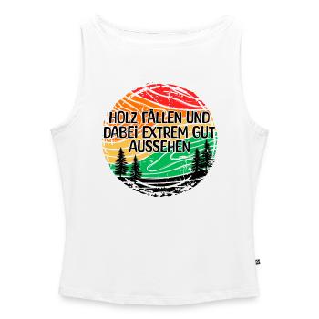 Forester Statement Tree Woodwork Lumberjack Wood - Women’s Organic Boat Neck Tank Top - white - Front - Selfina (174cm)