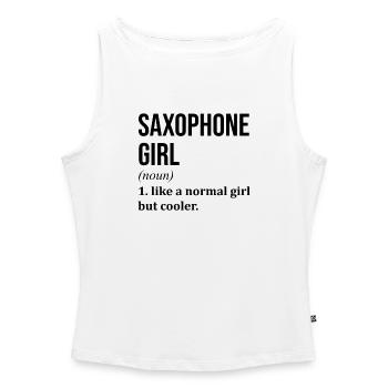 saxophone - Débardeur femme à encolure bateau bio - blanc - Devant - Selfina (174cm)