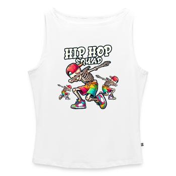 Hip Hop Squad – Cooles Dabbing Skeleton Dab Street - Frauen Organic Tank Top mit U-Boot-Ausschnitt - Weiß - Vorne - Selfina (174cm)