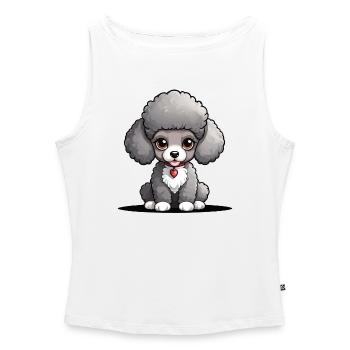 Fuzzy poodle with hearts - Women’s Organic Boat Neck Tank Top - white - Front - Selfina (174cm)