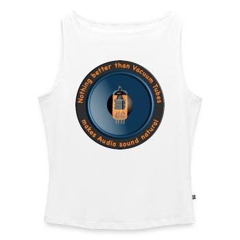 Loudspeaker with Vacuum Tube in Front - Women’s Organic Boat Neck Tank Top - white - Front - Selfina (174cm)