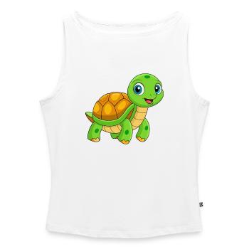 Schildkröte Niedliches Maskottchen Zeichentrickfigur Kawaii - Frauen Organic Tank Top mit U-Boot-Ausschnitt - Weiß - Vorne - Selfina (174cm)