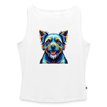 Berger De Beauce Dog Breed Colorful Cartoon Kawaii - Women’s Organic Boat Neck Tank Top - white - Front - Selfina (174cm)