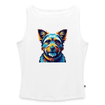 Teddy Roosevelt Terrier Dog Breed Cartoon Kawaii - Women’s Organic Boat Neck Tank Top - white - Front - Selfina (174cm)