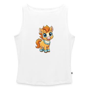 Pony Niedliche Zeichentrickfigur Kawaii Clipart - Frauen Organic Tank Top mit U-Boot-Ausschnitt - Weiß - Vorne - Selfina (174cm)