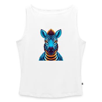 Zebra Colorful Kawaii Cartoon Character Clipart - Women’s Organic Boat Neck Tank Top - white - Front - Selfina (174cm)