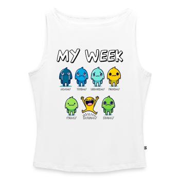 My Week Funny Days of the Week Cartoon Art Design - Women’s Organic Boat Neck Tank Top - white - Front - Selfina (174cm)