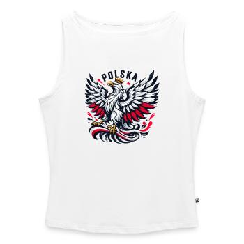 Poland Polska Polish Red White Eagle Crown Gift - Women’s Organic Boat Neck Tank Top - white - Front - Selfina (174cm)