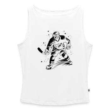 Eishockeyspieler Cartoon Stil - Frauen Organic Tank Top mit U-Boot-Ausschnitt - Weiß - Vorne - Selfina (174cm)