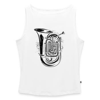 Tuba Drawing - Women’s Organic Boat Neck Tank Top - white - Front - Selfina (174cm)