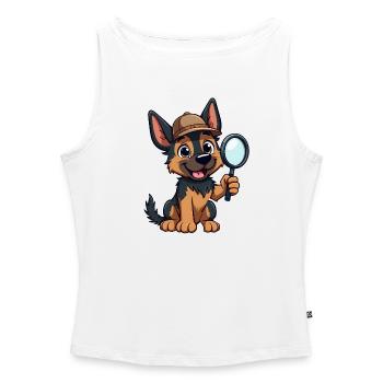 Deutscher Schäferhund Offizier - Frauen Organic Tank Top mit U-Boot-Ausschnitt - Weiß - Vorne - Selfina (174cm)