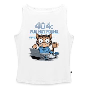 404 Fun Not Found - Funny Cat Coffee Work Meme - Women’s Organic Boat Neck Tank Top - white - Front - Selfina (174cm)