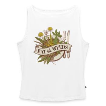Eat The Weeds – Sammeln & Wild Edibles Retro Art - Frauen Organic Tank Top mit U-Boot-Ausschnitt - Weiß - Vorne - Selfina (174cm)