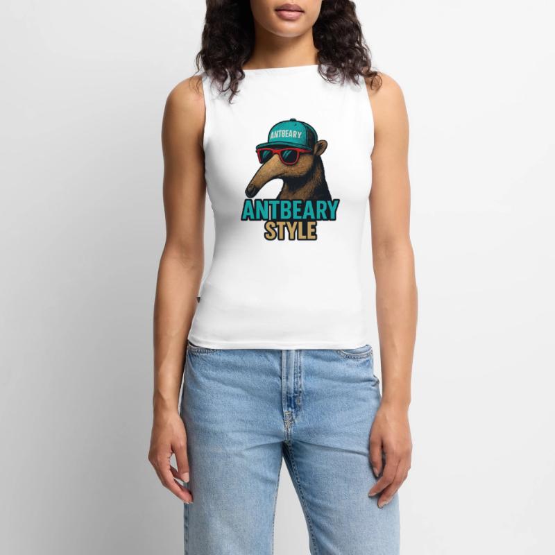 Antbeary Style Aardvark Cartoon Frauen Organic Tank Top mit U-Boot-Ausschnitt