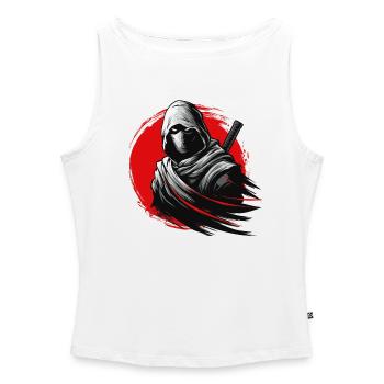 Mystischer Ninja mit rotem Kreis Hintergrund - Frauen Organic Tank Top mit U-Boot-Ausschnitt - Weiß - Vorne - Selfina (174cm)