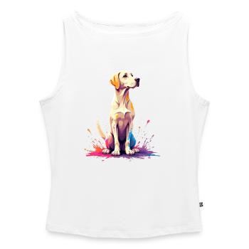 Colorful Labrador dog portrait on spray paints - Women’s Organic Boat Neck Tank Top - white - Front - Selfina (174cm)