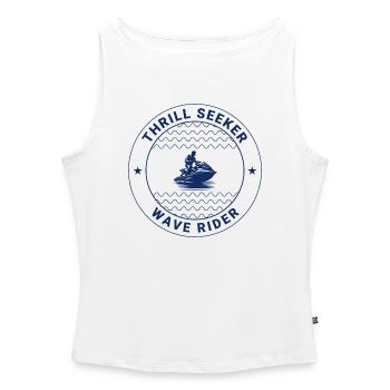 Thrill Seeker Wave Rider Jetski  - Women’s Organic Boat Neck Tank Top - white - Front - Selfina (174cm)